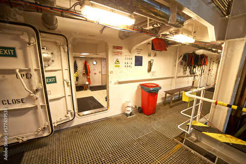 Special dedicated safe place for smoking on the offshore vessel. photo