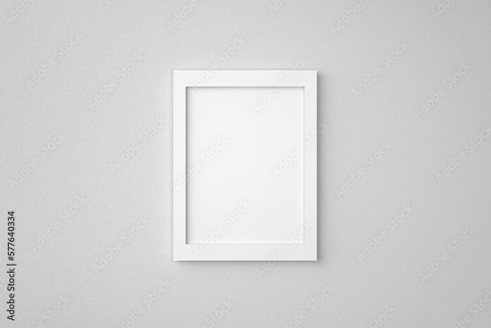 Minimal blank or empty rectangle picture frame hanging on white wall. Mockup background graphic image. Minimal blank or empty rectangle picture frame hanging on white wall. Mockup background graphic image.