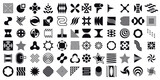 Vector set. Black geometric shapes. Minimalist modern forms. Abstract logo symbols. Collection of modern geometric icons.