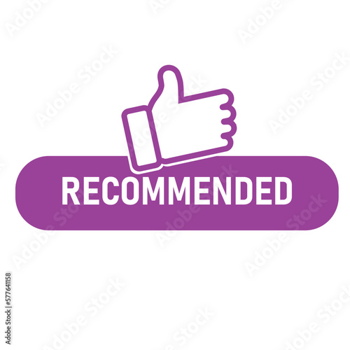 recommended sign icon for great deal good deal with thumb up sign purple color round background