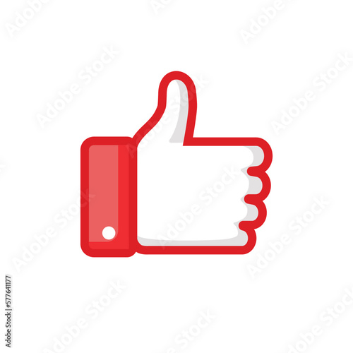 like icon sign thumb up icon sign outline red hand red with shadow