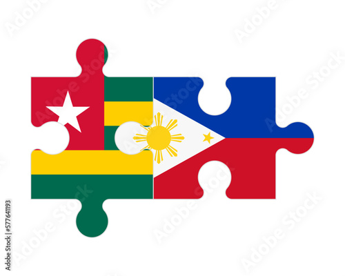 Puzzle of flags of Togo and Philippines, vector
