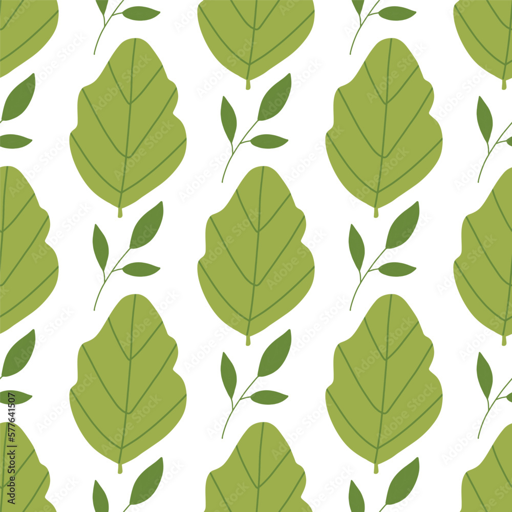 Spring greenery seamless pattern. Womans day, Mothers day. 8 march. Hand drawn vector illustration cute cartoon style
