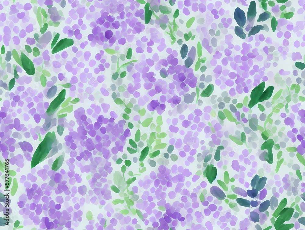 Purple flower pattern, seamless, created with generative ai technology