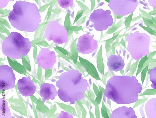 Purple flower pattern, seamless, created with generative ai technology