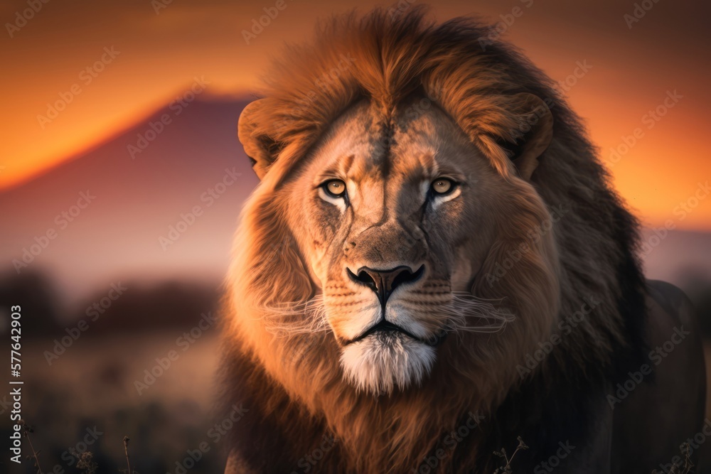 Fototapeta premium Portrait of a lion, , generative ai