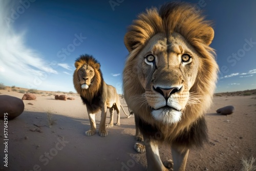Selfie of a lion    generative ai