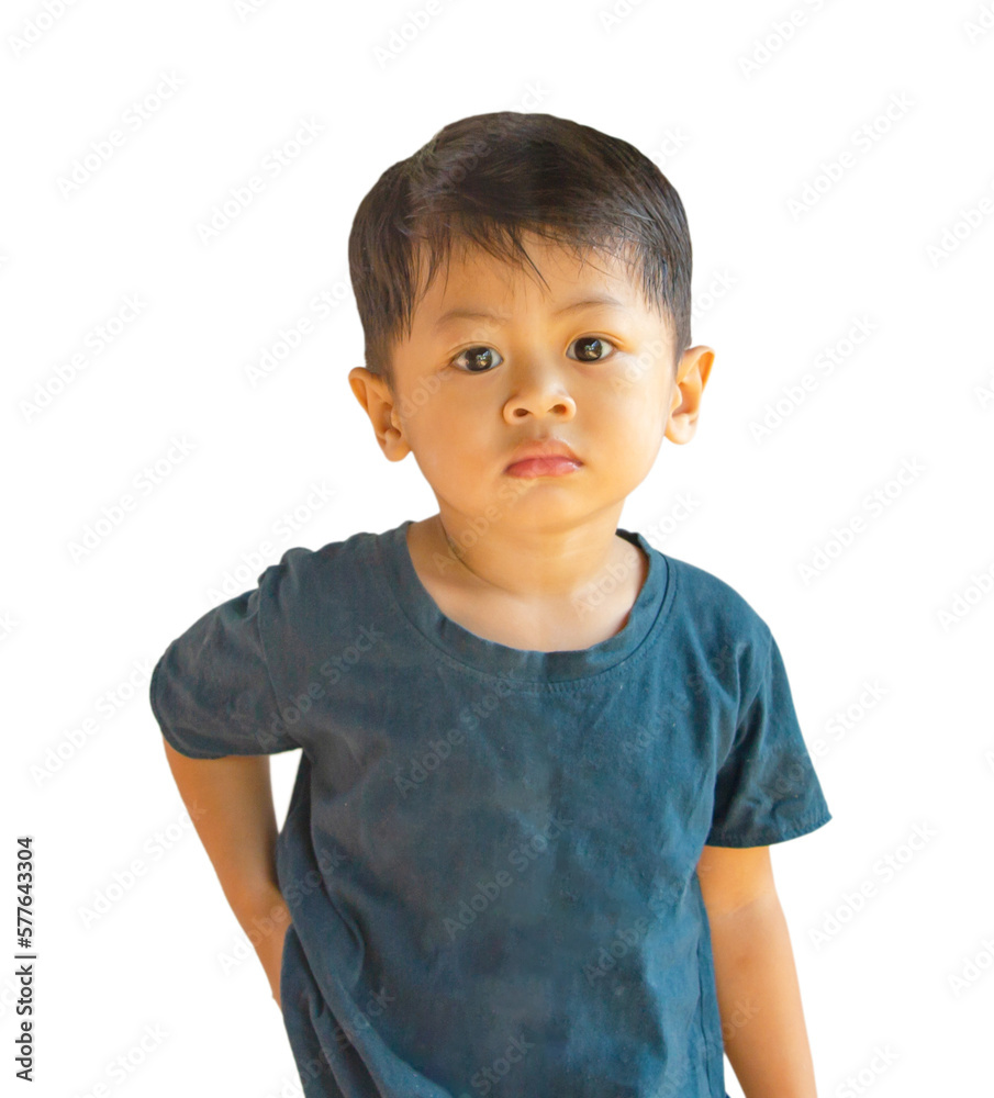 Asia portrait of child stand and hand on the waist Asia portrait of child stand and hand on the waist