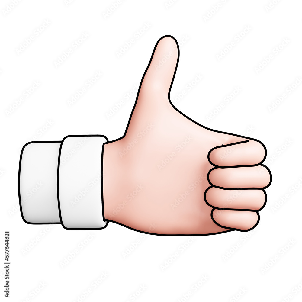 Thumb Up gesture hand 3D icon in side view - Filled outline style Thumb Up gesture hand 3D icon in side view - Filled outline style