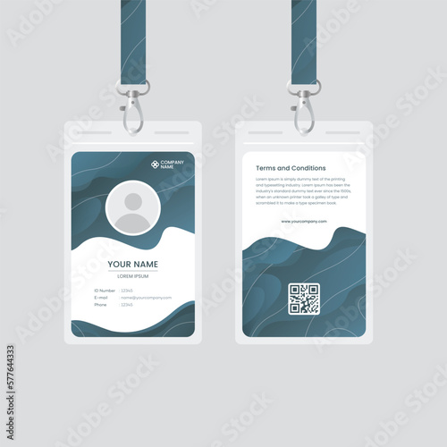 Modern Identity Card Employee with abstract design vector template ID Card Business Card Dark Blue