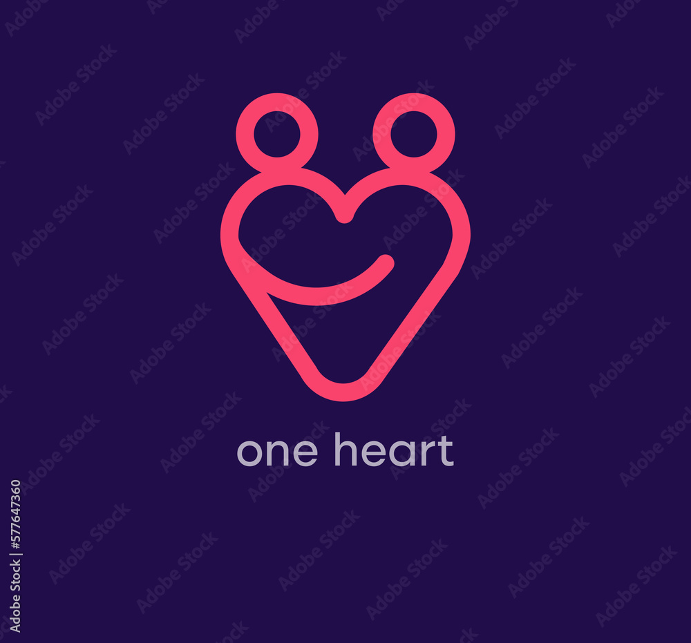 People logo in one heart. People together logo template. vector. People logo in one heart. People together logo template. vector.
