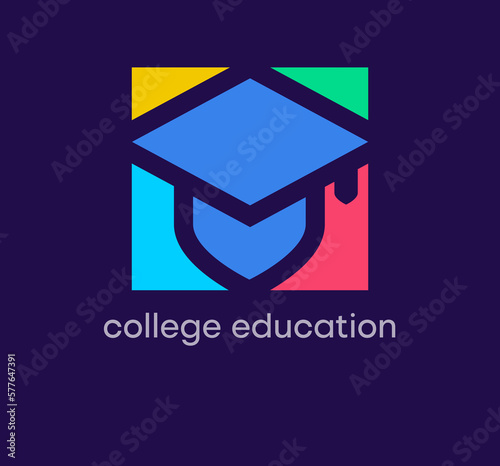 Education college hat logo. Unique design color transitions. Special education schools logo template. vector.