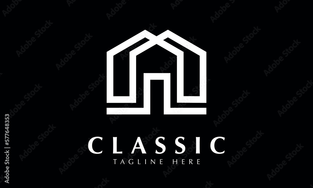 Real Estate house property business company logo abstract monogram vector template