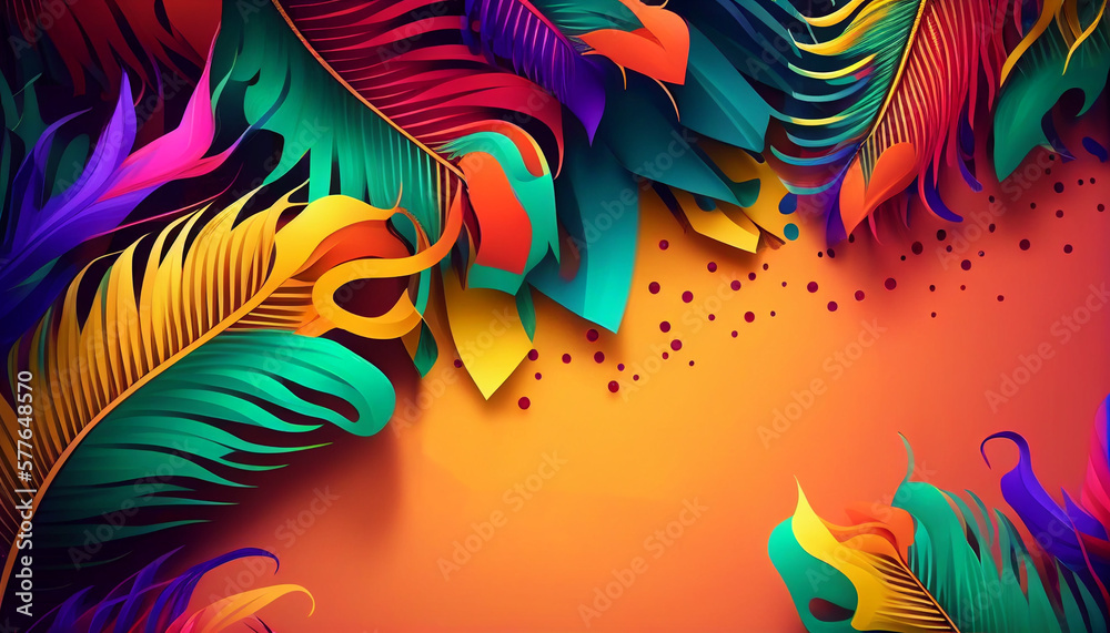 Realistic luxury carnival fashion mask feathers abstract background with copy space, Generative AI