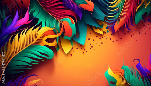 Realistic luxury carnival fashion mask feathers abstract background with copy space  Generative AI