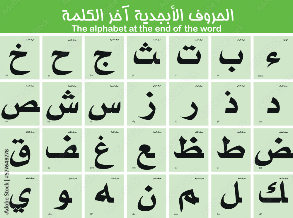 Arabic alphabet Letter practice vector. Vector worksheet for kids learning.