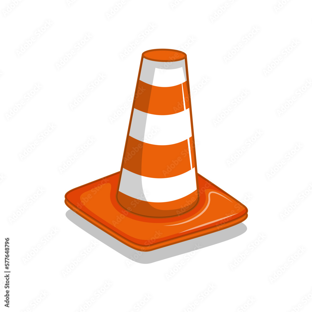 Traffic cone safety road sign isolated on white background