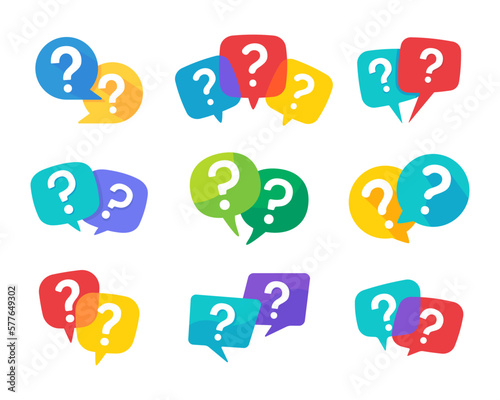 speech bubbles with question marks doubt concept problem solving
