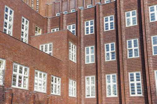 Windows of the historic town hall building in Wilhelmshaven, Germany