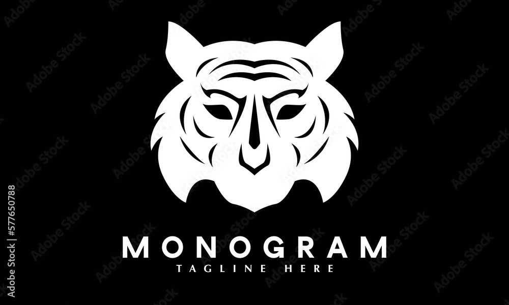 Tiger head wildlife business logo abstract monogram vector template