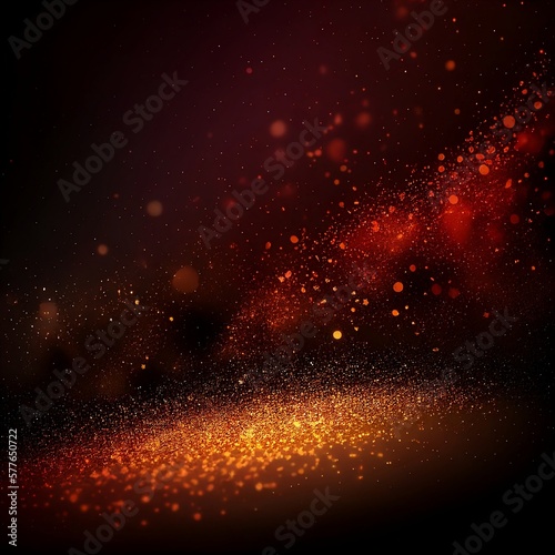 This abstract background combines black, orange, red, and brown colors with a glitter effect, leaving space for further design elements. The background is complemented by twinkling stars that create a