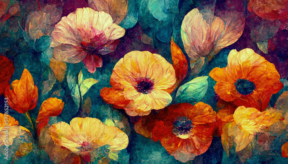 Colorful Impressions Background Wallpaper Landscape Floral | AI Generated