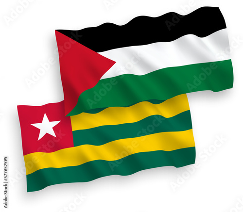 Flags of Togolese Republic and Palestine on a white background