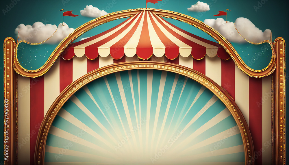 Circus frame background , circus tent background with copy space , Generative AI - obrazy, fototapety, plakaty 