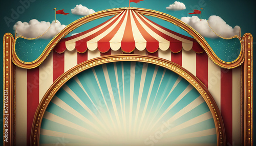 Circus frame background , circus tent background with copy space , Generative AI