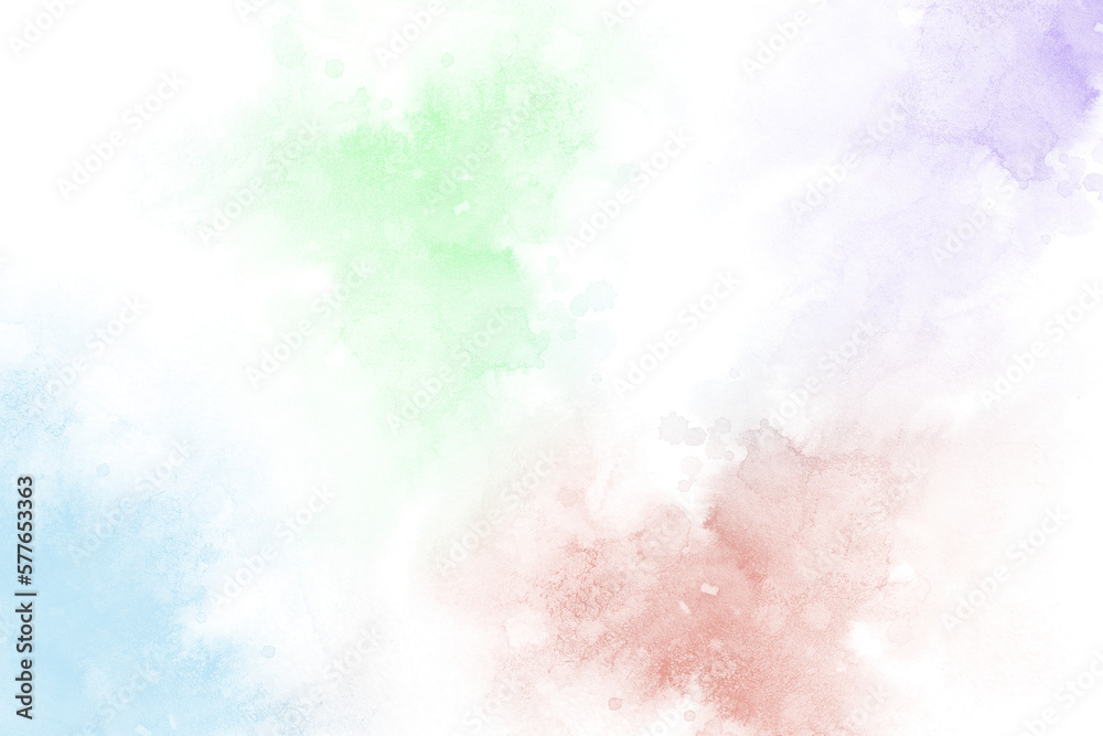 Obraz premium Watercolor stains on a transparent background. Illustration of abstract spots in blue, green, red and purple paint colors. PNG for your creativity.