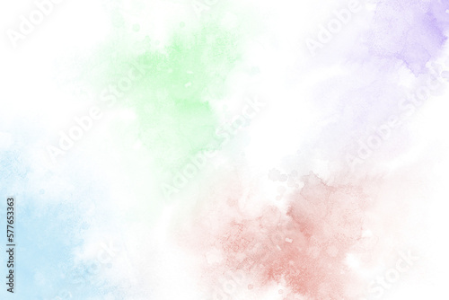 Watercolor stains on a transparent background. Illustration of abstract spots in blue, green, red and purple paint colors. PNG  for your creativity.