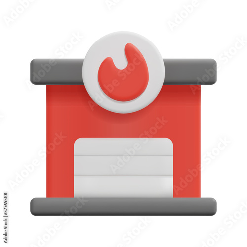 3d fire station icon vector. Isolated on white background. 3d building and architecture concept. Cartoon minimal style. 3d building icon vector render illustration.