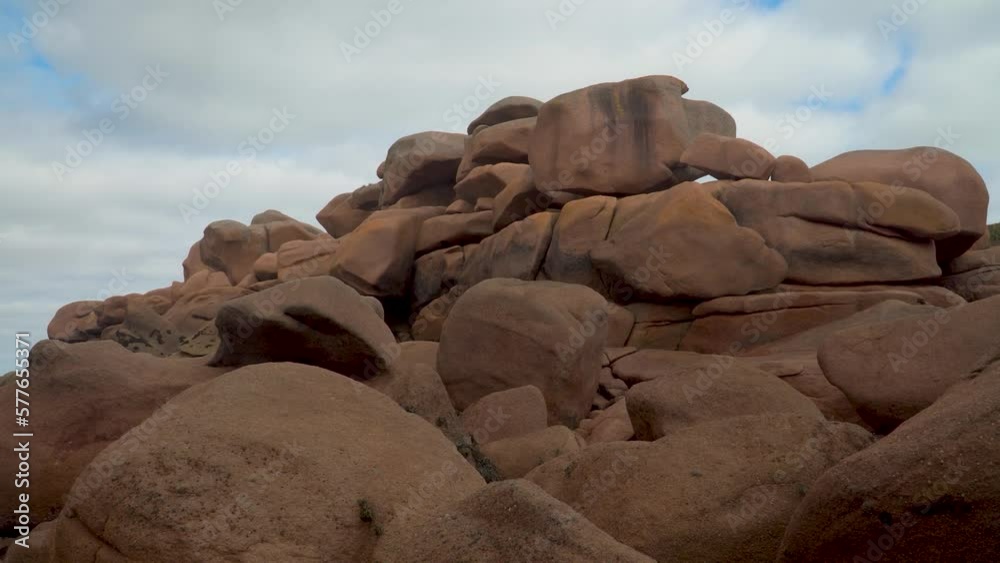 Famous granite rocks at the cote de granite rose in Tregastel in Brittany, France Famous granite rocks at the cote de granite rose in Tregastel in Brittany, France