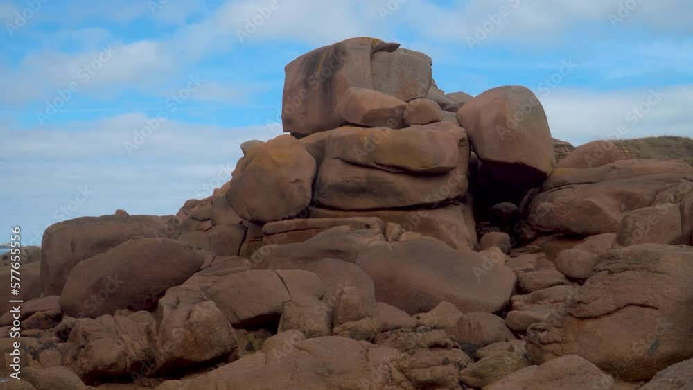 Famous granite rocks at the cote de granite rose in Tregastel in Brittany, France Famous granite rocks at the cote de granite rose in Tregastel in Brittany, France