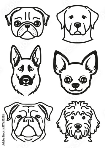 Set of six dog head icons