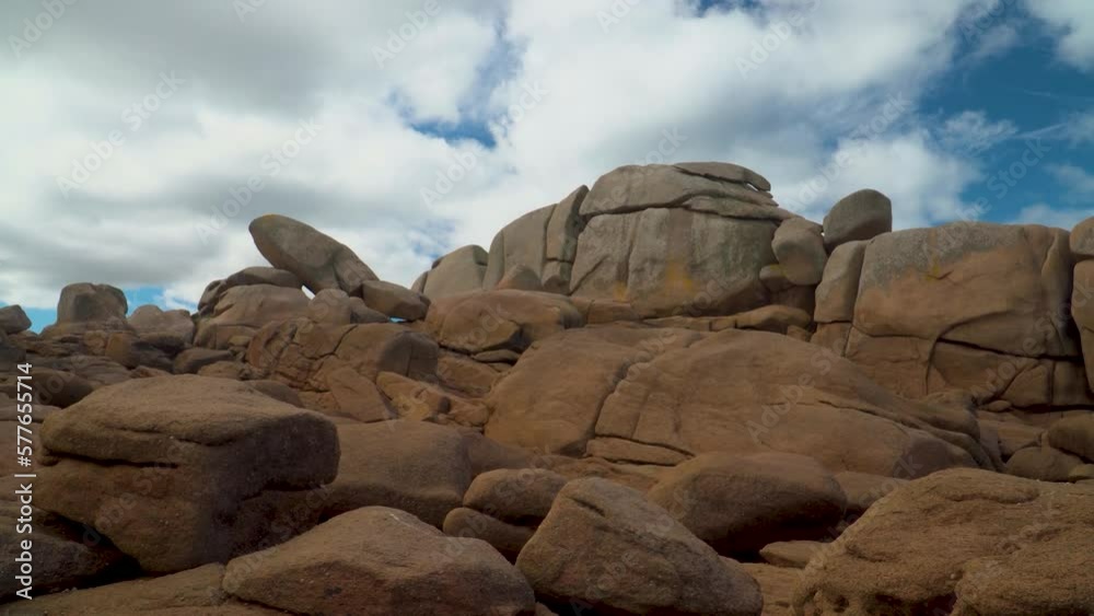 Famous granite rocks at the cote de granite rose in Tregastel in Brittany, France Famous granite rocks at the cote de granite rose in Tregastel in Brittany, France
