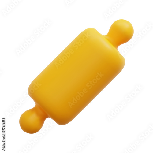 3d rolling pin icon vector. Isolated on white background. 3d kitchen, tool and equipment concept. Cartoon minimal style. 3d kitchen icon vector render illustration.