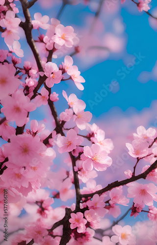 Japanese Pink Cherry Blossoms  Floral Spring in May  Sakura Blossoms with Pink Petals   Generative AI