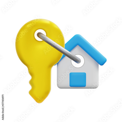 3d door key icon vector. Isolated on white background. 3d rental property and real estate concept. Cartoon minimal style. 3d key icon vector render illustration.