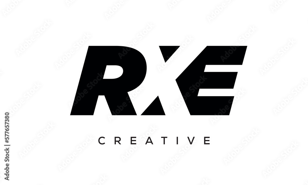 RXE letters negative space logo design. creative typography monogram vector RXE letters negative space logo design. creative typography monogram vector