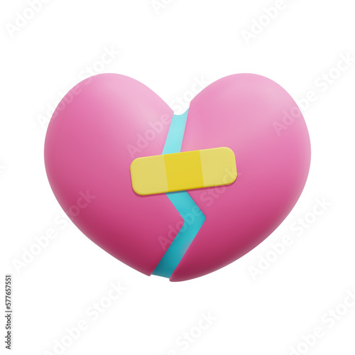 3d fixing heart icon vector. Isolated on white background. 3d heart, love and valentine concept. Cartoon minimal style. 3d heart icon vector render illustration.