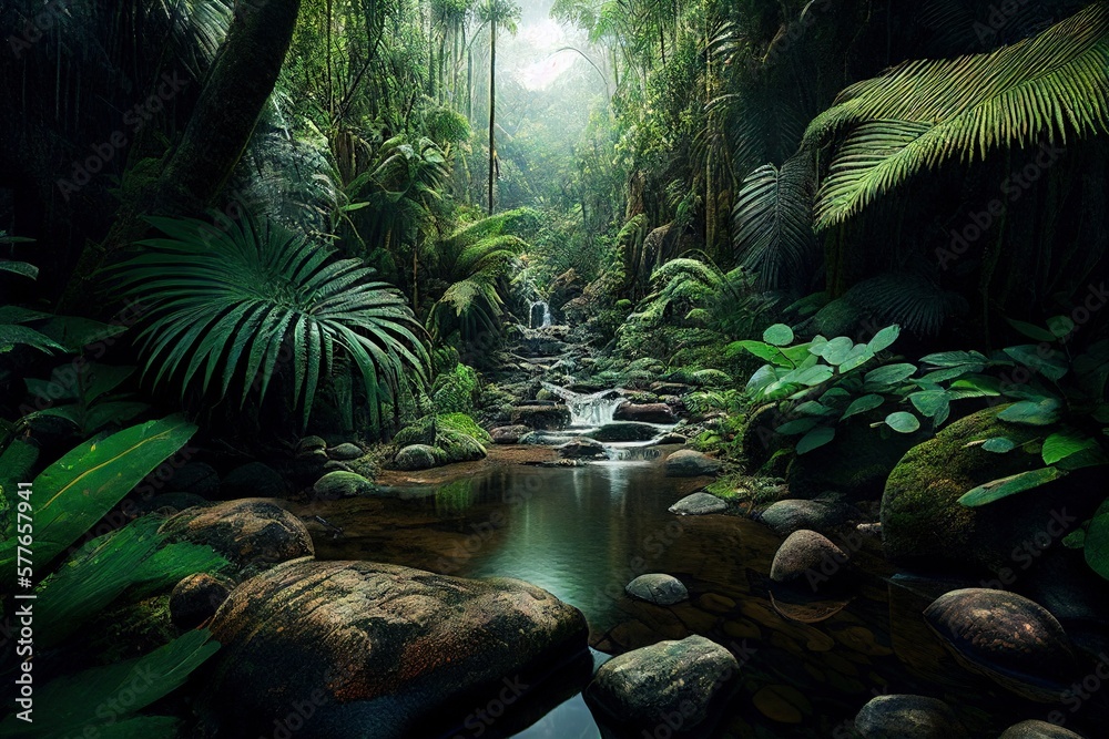 Mystic and beautiful rainforest jungle background