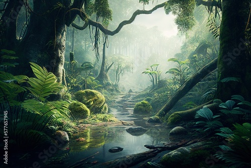 Mystic and beautiful rainforest jungle background
