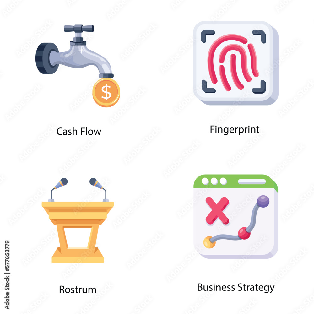 Business Planning and Technology Flat Icons 

