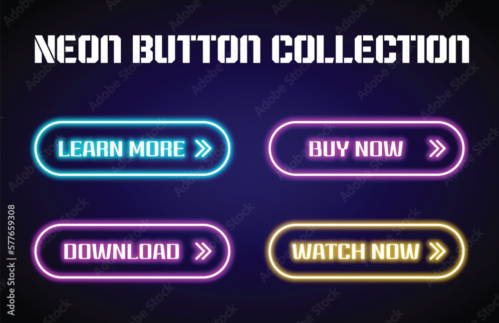 Fototapeta premium Neon cta button collection