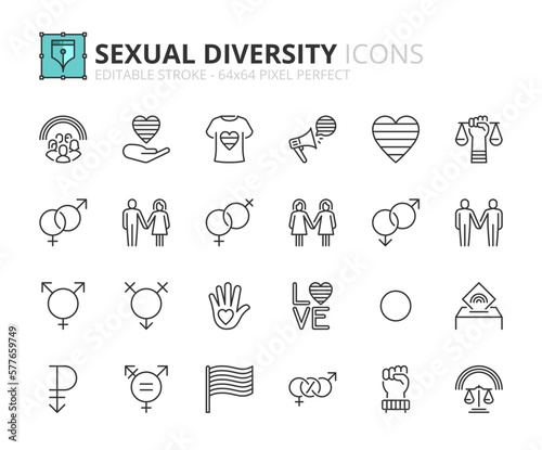 Simple set of outline icons about sexual diversity.