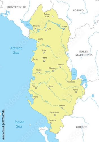 Political map of Albania with national borders