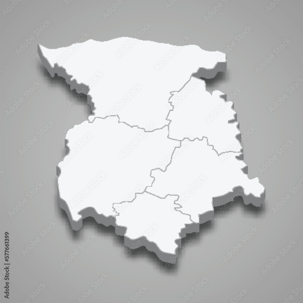 3d isometric map of Marijampole county is a region of Lithuania