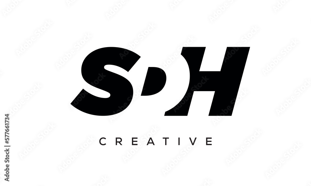 SDH letters negative space logo design. creative typography monogram vector