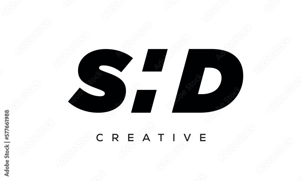 SHD letters negative space logo design. creative typography monogram vector SHD letters negative space logo design. creative typography monogram vector